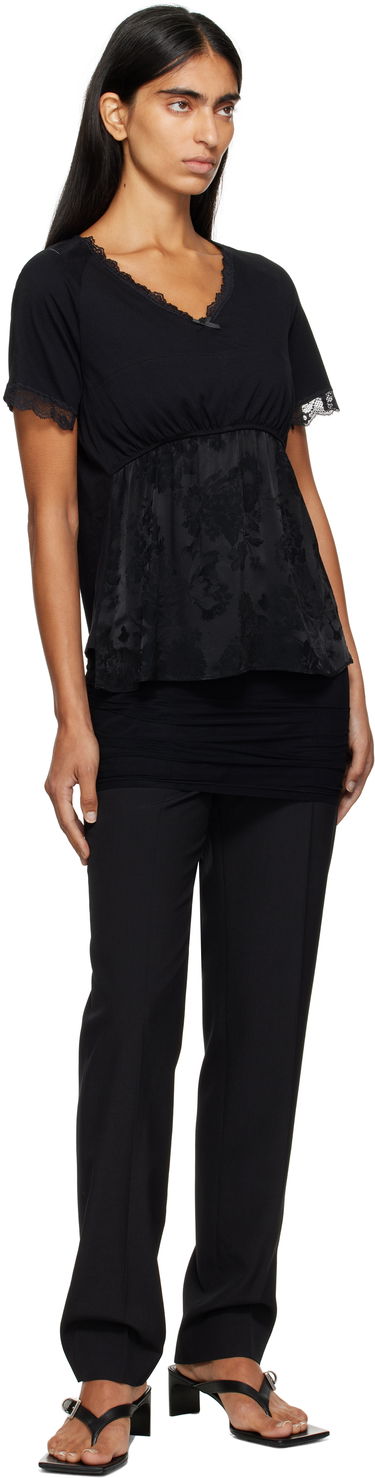 Тениска Maison Margiela MM6 Maison Margiela Jersey & Lace Peplum T-Shirt Черно | S52NC0353 M20048, 4