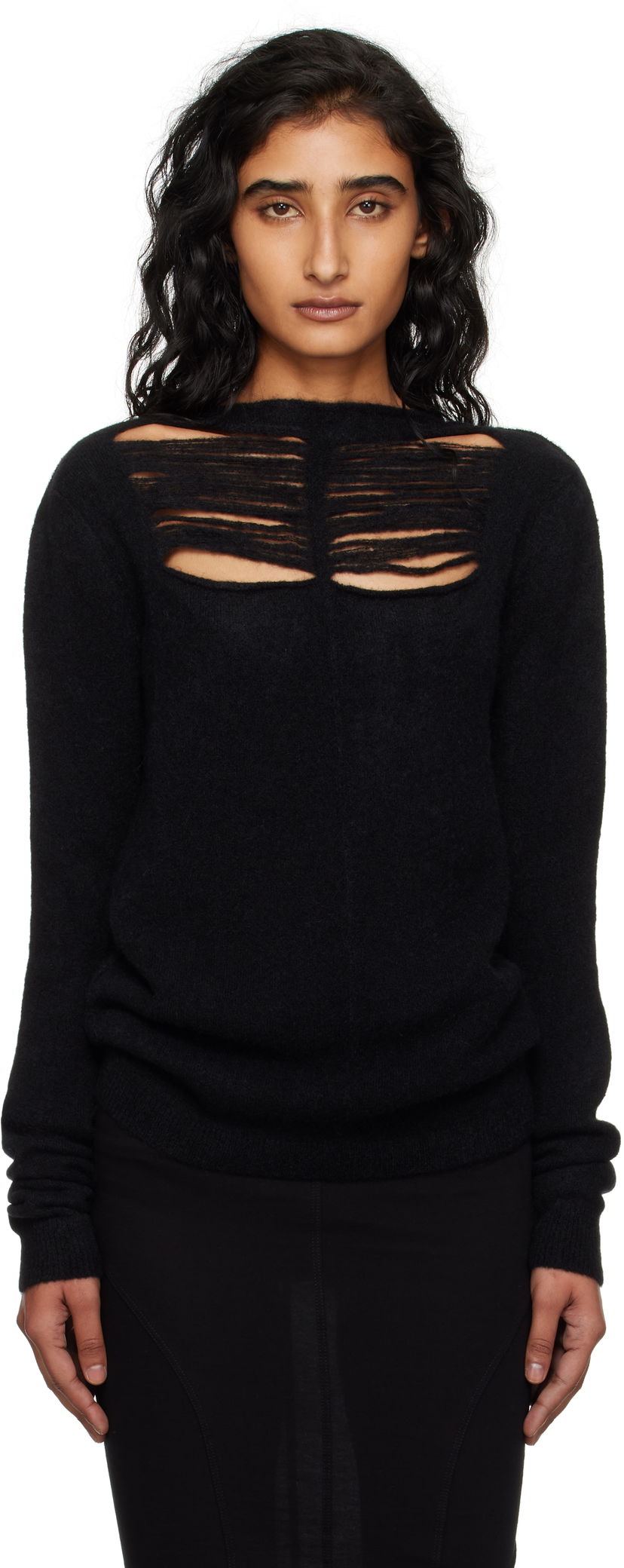 Пуловер Rick Owens Rick Owens Concordians Long Sleeve Sweater Черно | RP02E4601 KGRIDP