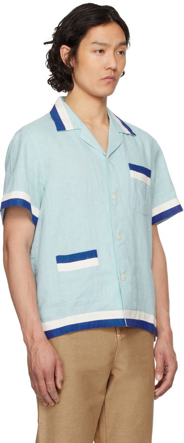 Риза Bode Bode Seedling Stripe Linen Resort Shirt Синьо | MRS25SH031, 1