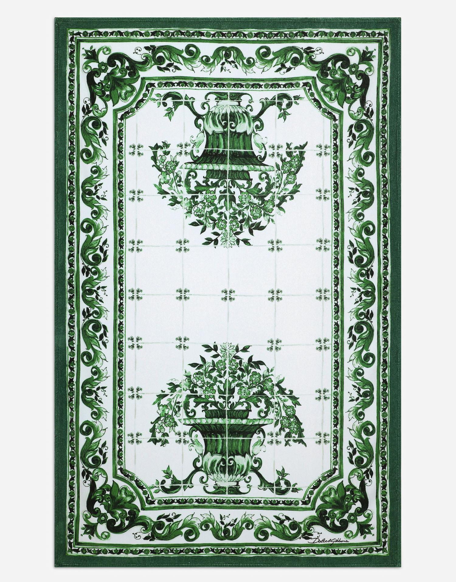 Аксесоари Dolce & Gabbana Majolica-print Cotton Beach Towel 115x185 Onesize Зелено | M0A00TII7C4HV3TN, 1