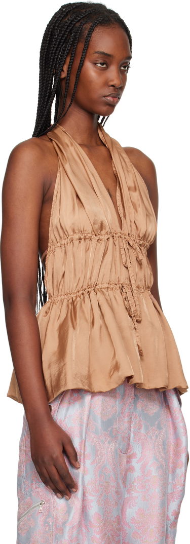 Потник Dries Van Noten Dries Van Noten Halterneck Satin Top Кафяво | 251-010741-1427, 1