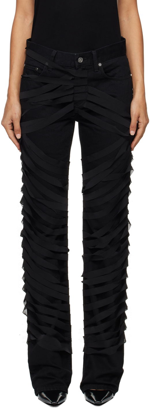 Дънки Helmut Lang Ribbons Decorated Worker Pants Черно | O06DW201, 0