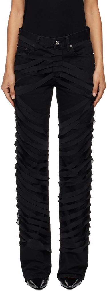 Дънки Helmut Lang Ribbons Decorated Worker Pants Черно | O06DW201, 0