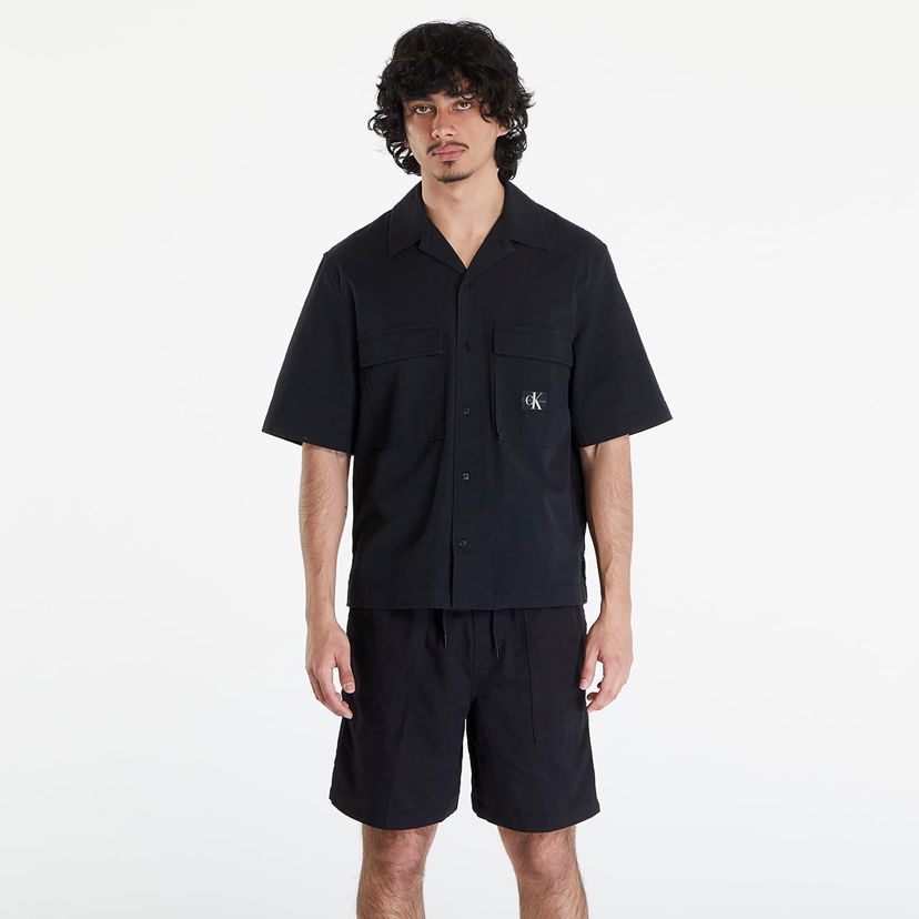 Риза CALVIN KLEIN Seersucker Short Sleeve Shirt Black Черно | J30J325175 BEH