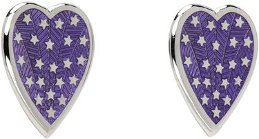 Обеци Chopova Lowena Chopova Lowena Silver Heart Shaped Earrings with Star Design Лилаво | 6505, 1