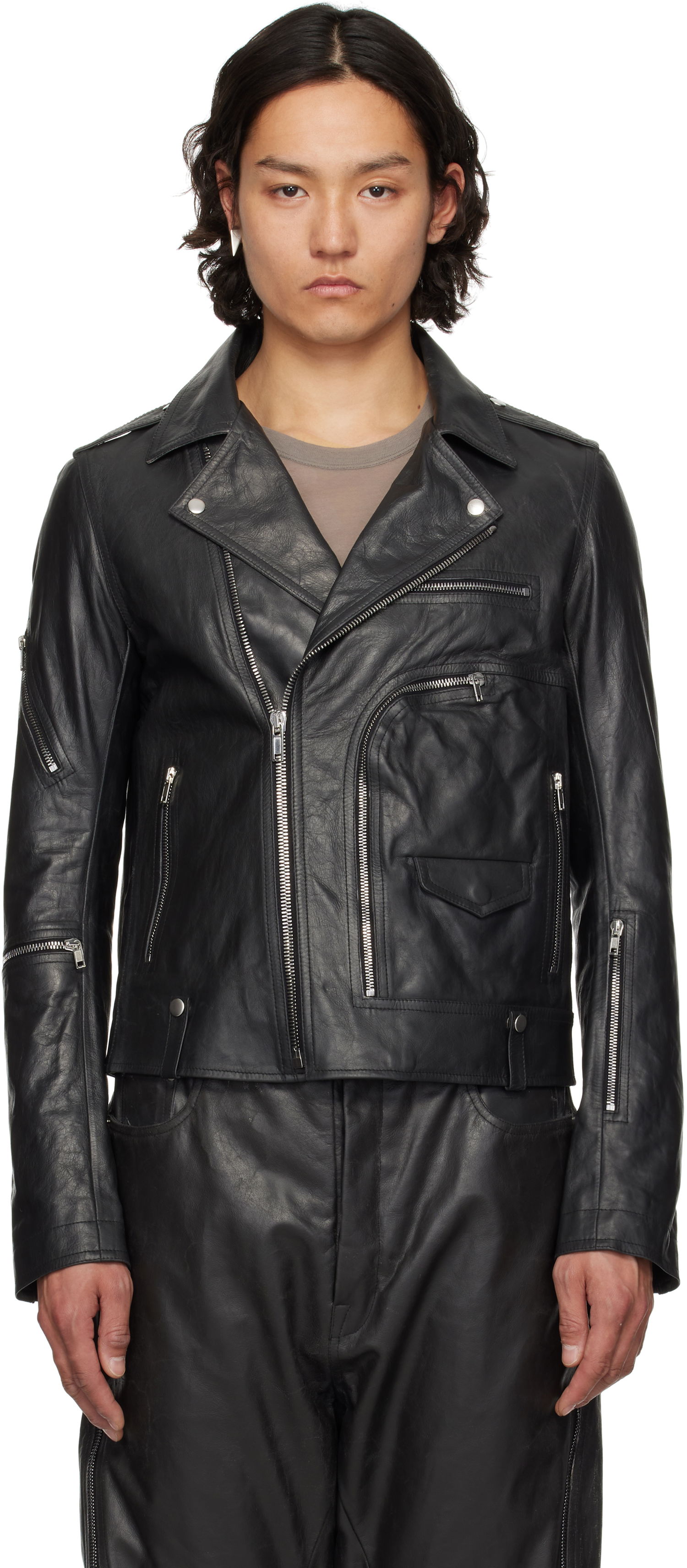 Яке Rick Owens Rick Owens Hollywood Bauhaus Stooges Leather Jacket Черно | RU01E5765 LTP, 0