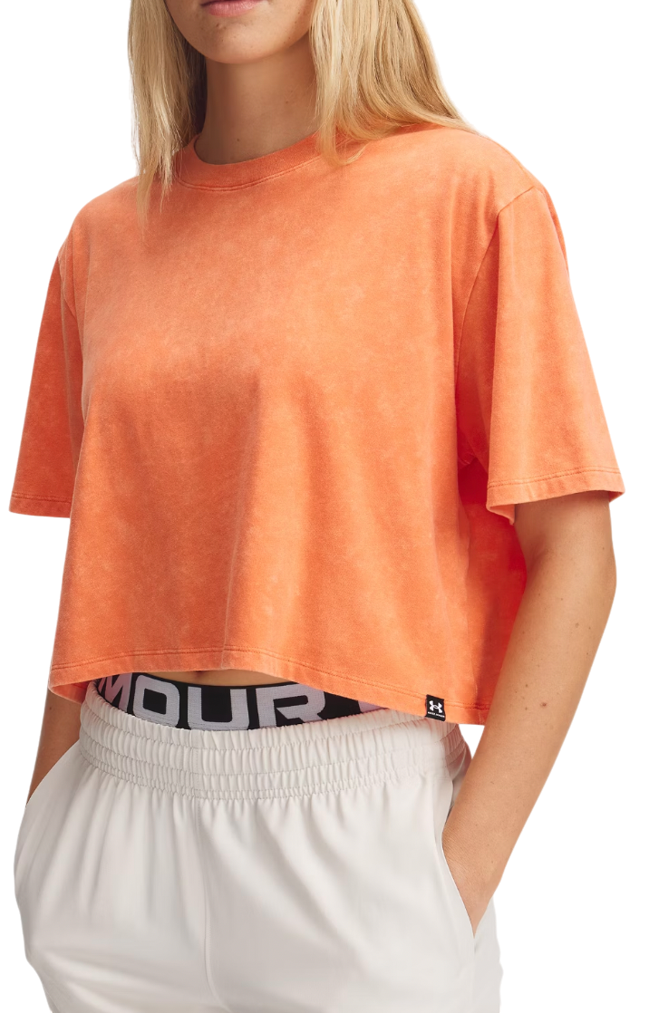 Съкратен топ Under Armour Under Armour Rival Wash Cropped T-Shirt Оранжево
 | 1389724-847, 0