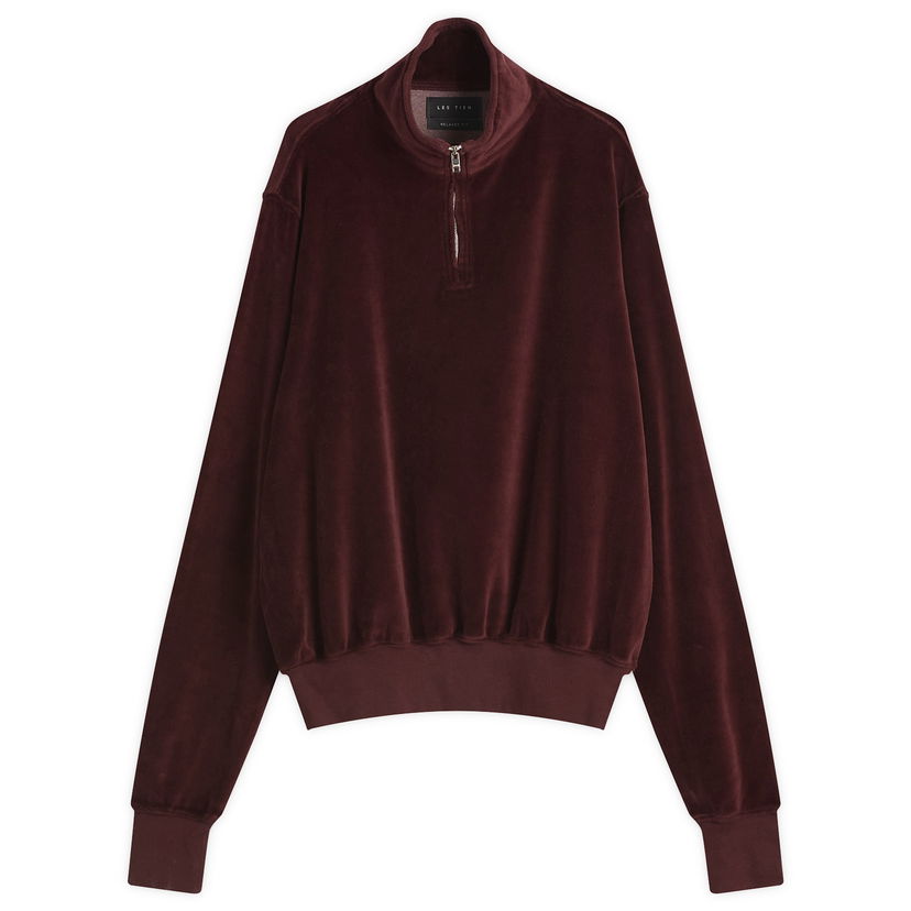 Пуловер LES TIEN Les Tien Velour Half Zip Yacht Pullover, Size Large Бургунди | VL-1114-WRM