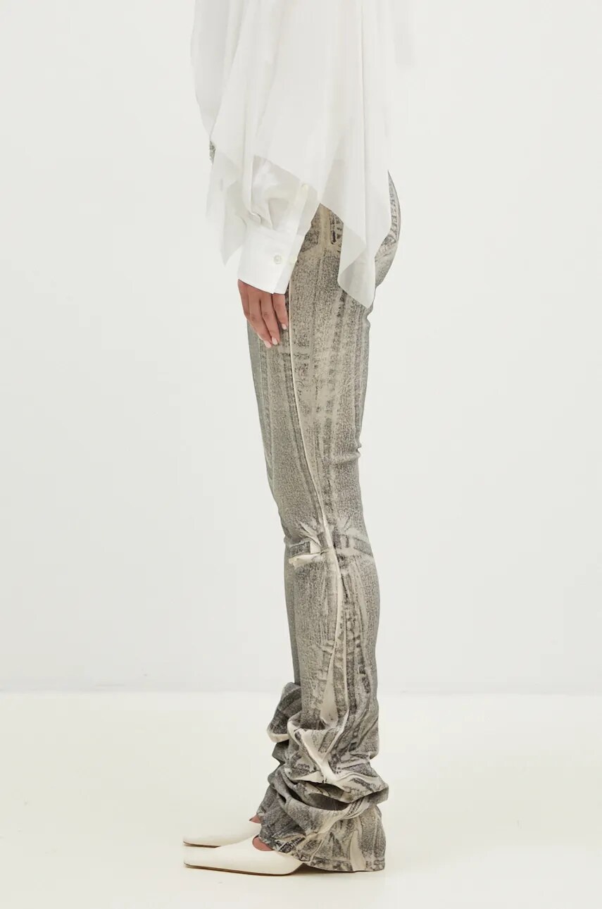 Дънки Ottolinger Ottolinger Raw-Edge Drape Denim Pants, High Waist Сиво | 1170804921, 1
