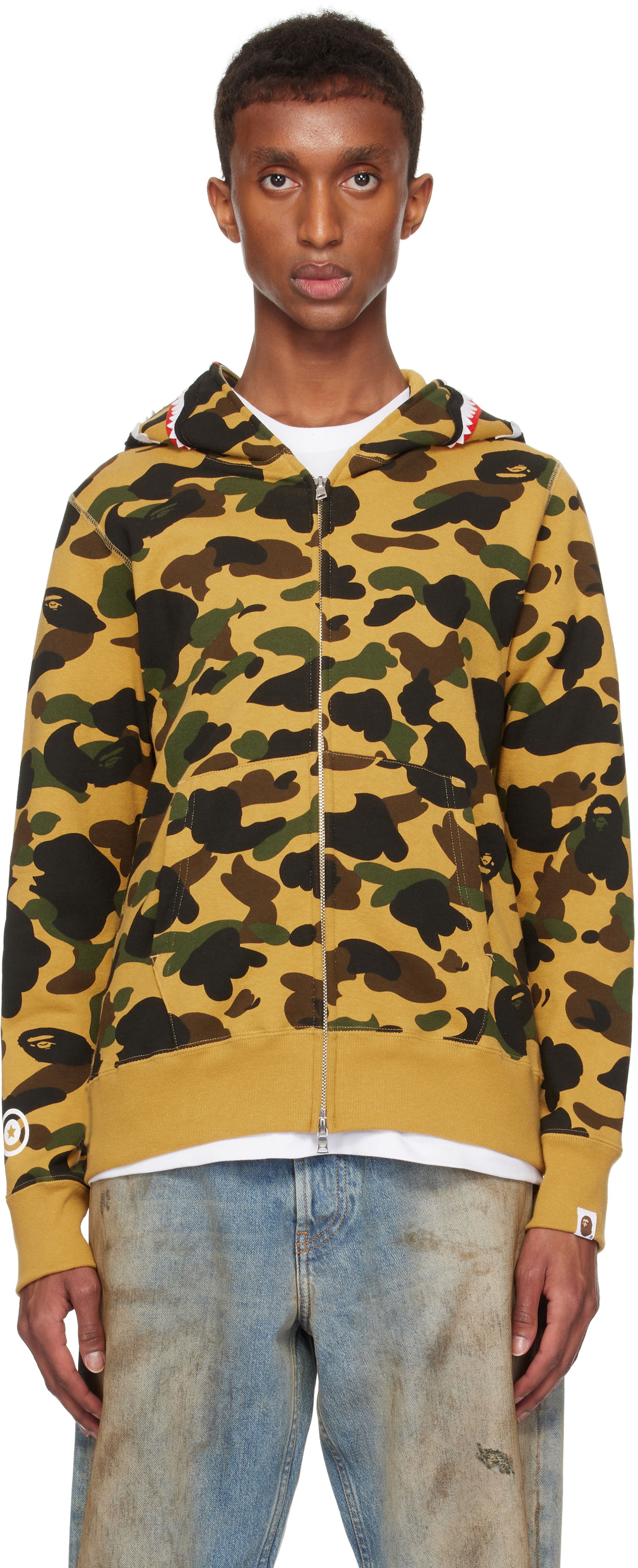 Суитчър BAPE Shark Full Zip Hoodie Жълто | 001ZPK801004M, 0