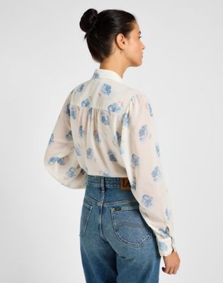 Floral Print Shirred Blouse