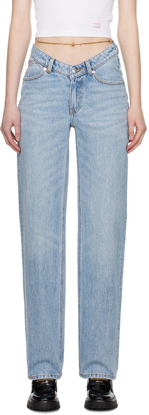 Дънки Alexander Wang Nameplate V-Front Jeans Синьо | 4DC1244208