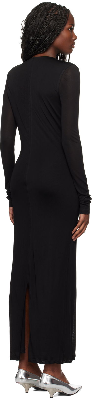 Pокля TOTEME TOTEME Draped V-Neck Maxi Dress Черно | 244-WRD0176-FB0266, 2