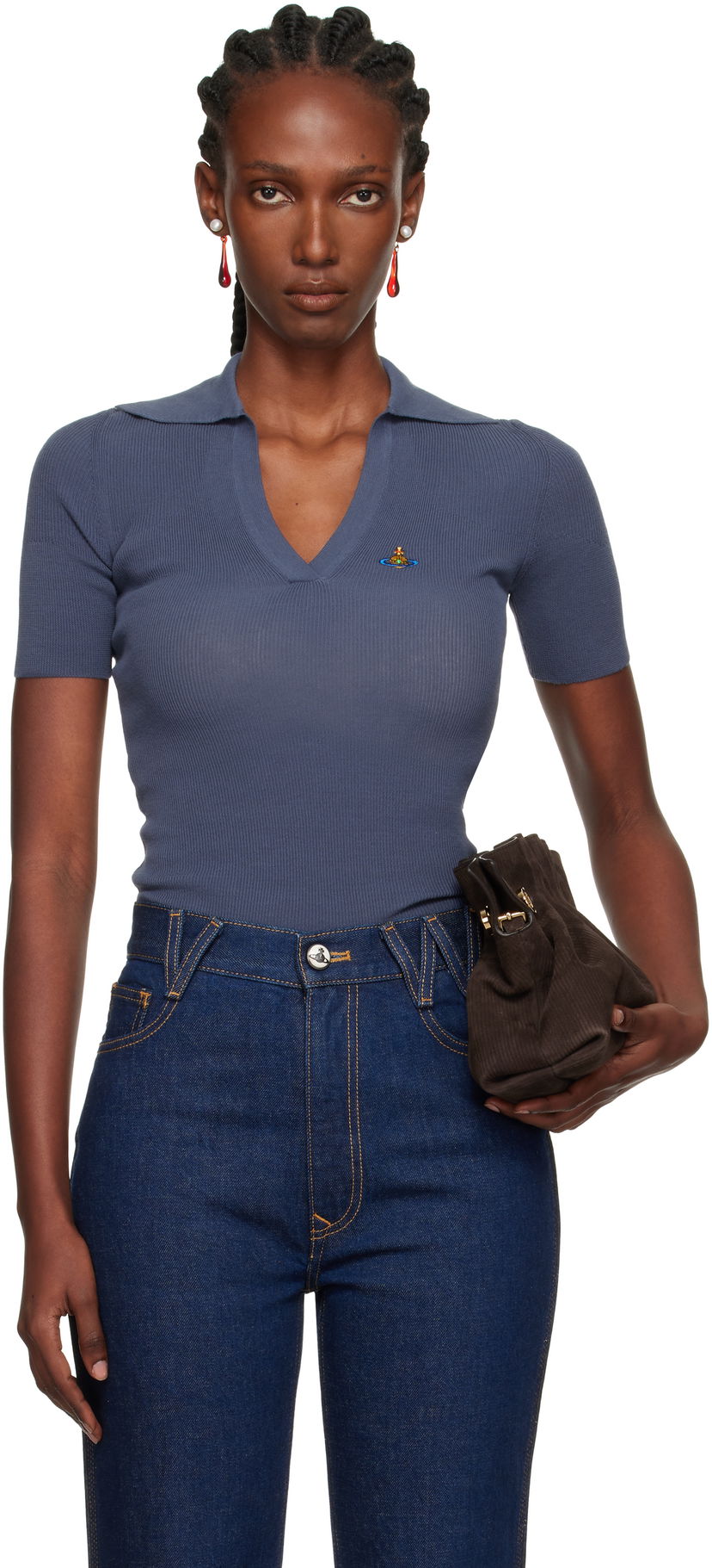 Поло тениска Vivienne Westwood Vivienne Westwood Marina Knit Polo Синьо | 18030040-Y003F-