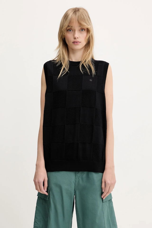 Cotton Checker Vest Sweater