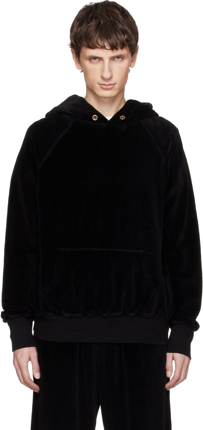 Суитчър LES TIEN Velour Classic Raglan Hoodie Черно | VL-1098