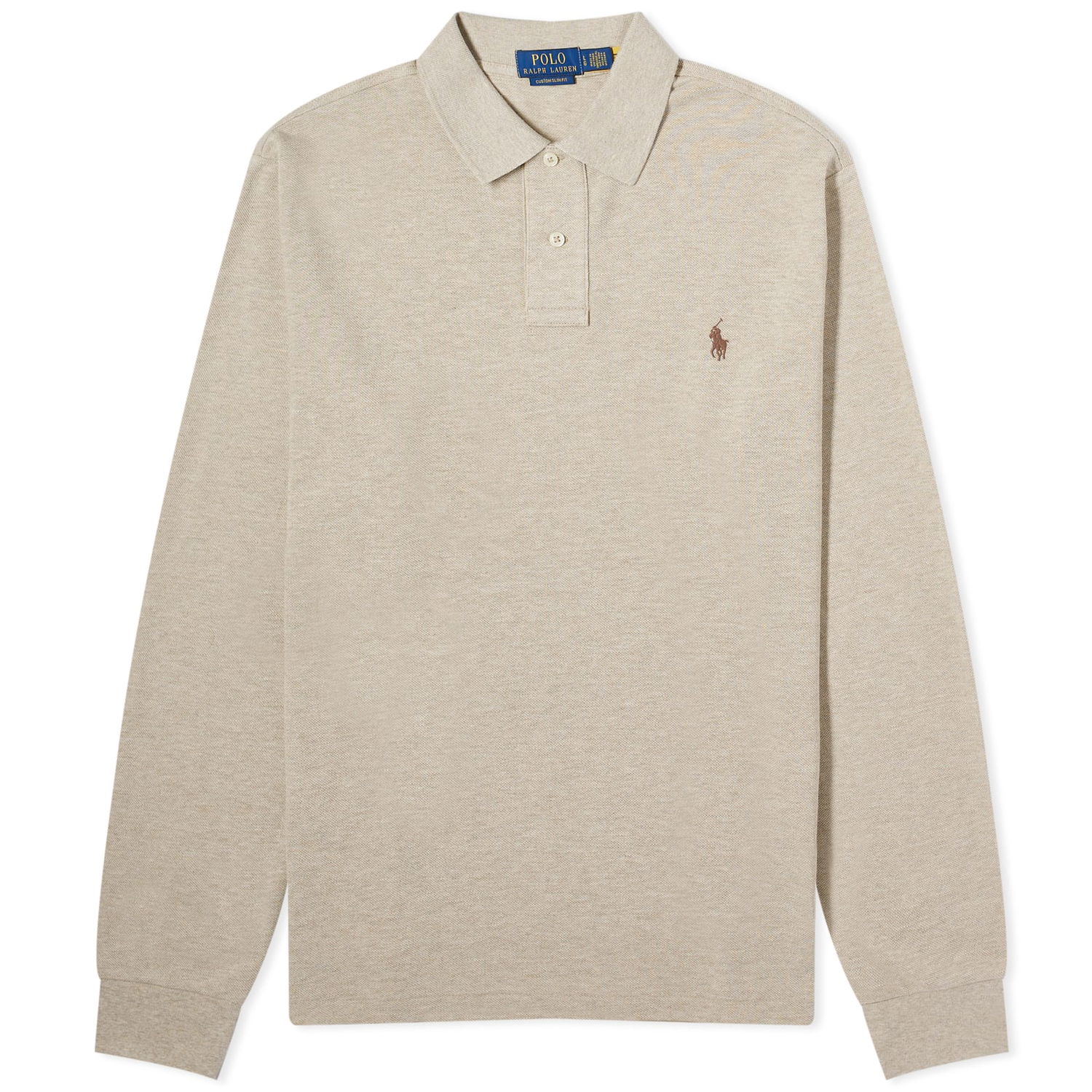 Поло тениска Polo by Ralph Lauren Long Sleeve Custom Fit Polo Shirt "Tuscan Beige Heather" Бежово | 710680790117, 0