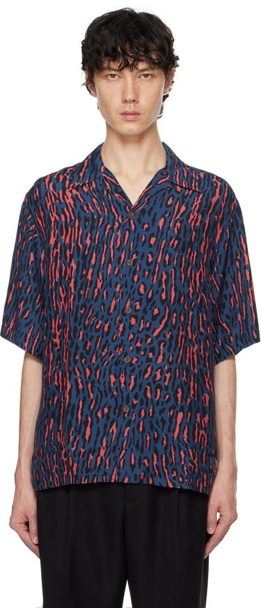 Риза WACKO MARIA WACKO MARIA Leopard Print Short Sleeve Shirt Синьо | 24FWE-WMS-HI01, 0