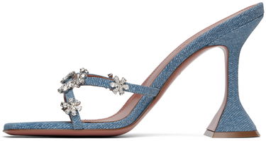 Аксесоари Amina Muaddi Amina Muaddi Lily 95 Heeled Sandals Синьо | LILY SLIPPER 95 CL PRINTED SUEDE, 2