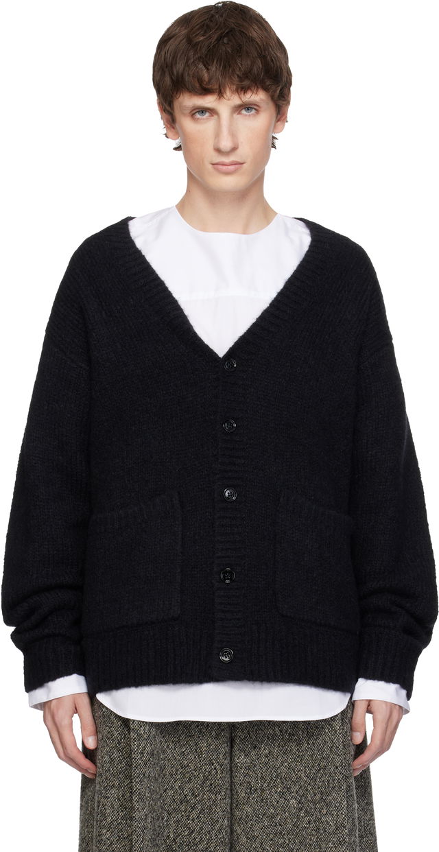 Dries Van Noten Alpaca & Merino Wool V-Neck Button-Front Cardigan with Pockets