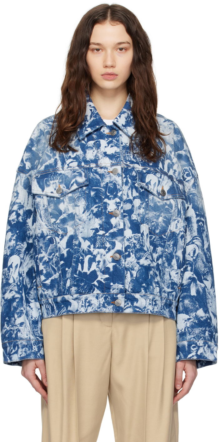 Яке Stella McCartney Stella McCartney Animal Crowd Print Denim Jacket Синьо | 6D01973SPH65, 0