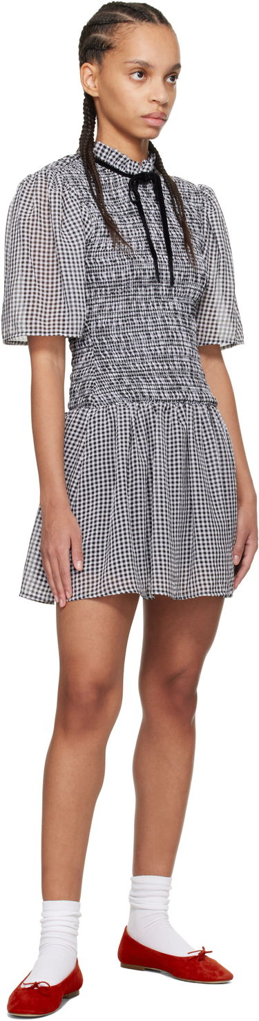 Pокля GANNI GANNI Sheer Check Smock Mini Dress Черно | W0034, 3