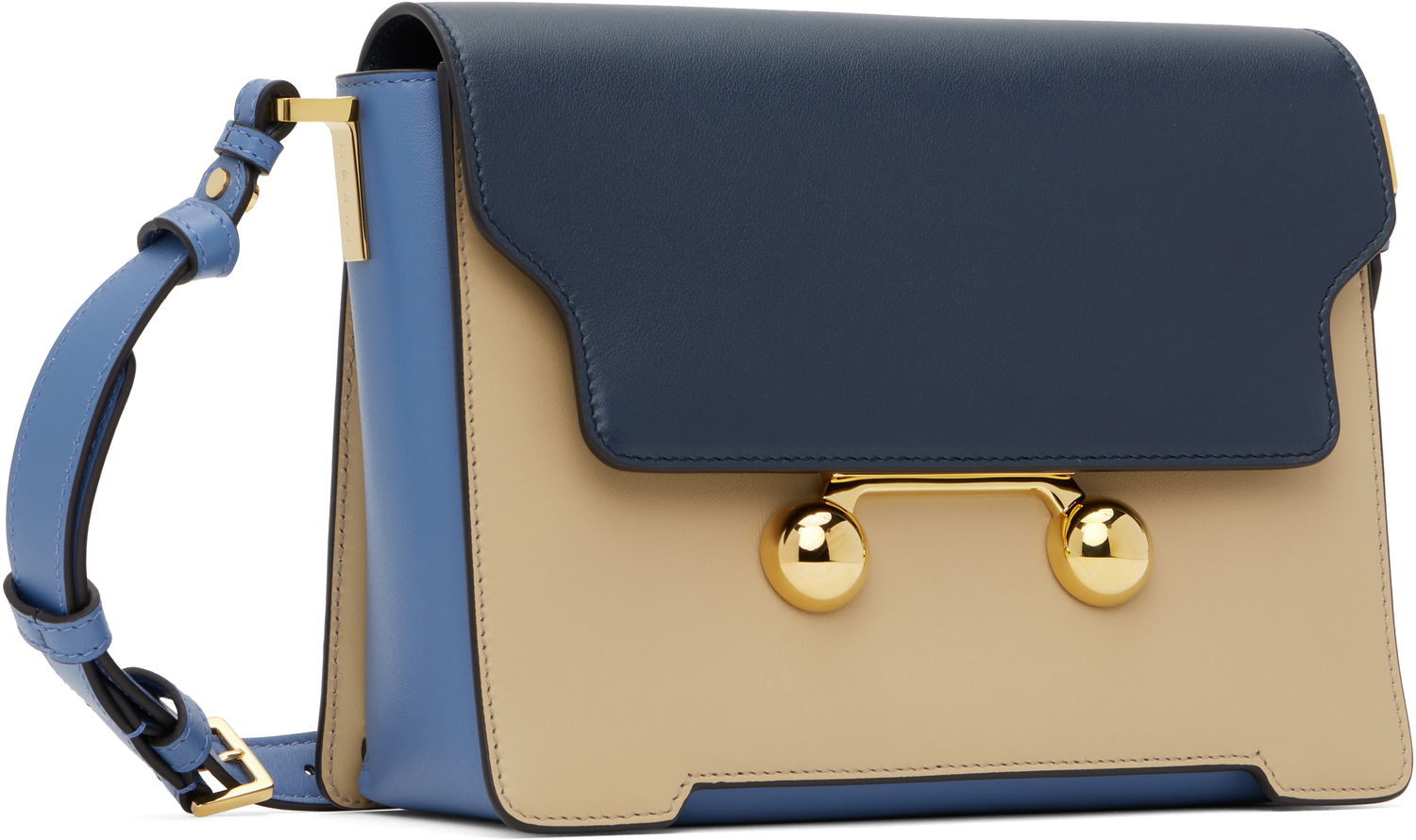 Чанта през рамо Marni Marni Trunkaroo Medium Leather Shoulder Bag Бежово | SBMP0195U1 P6948, 1