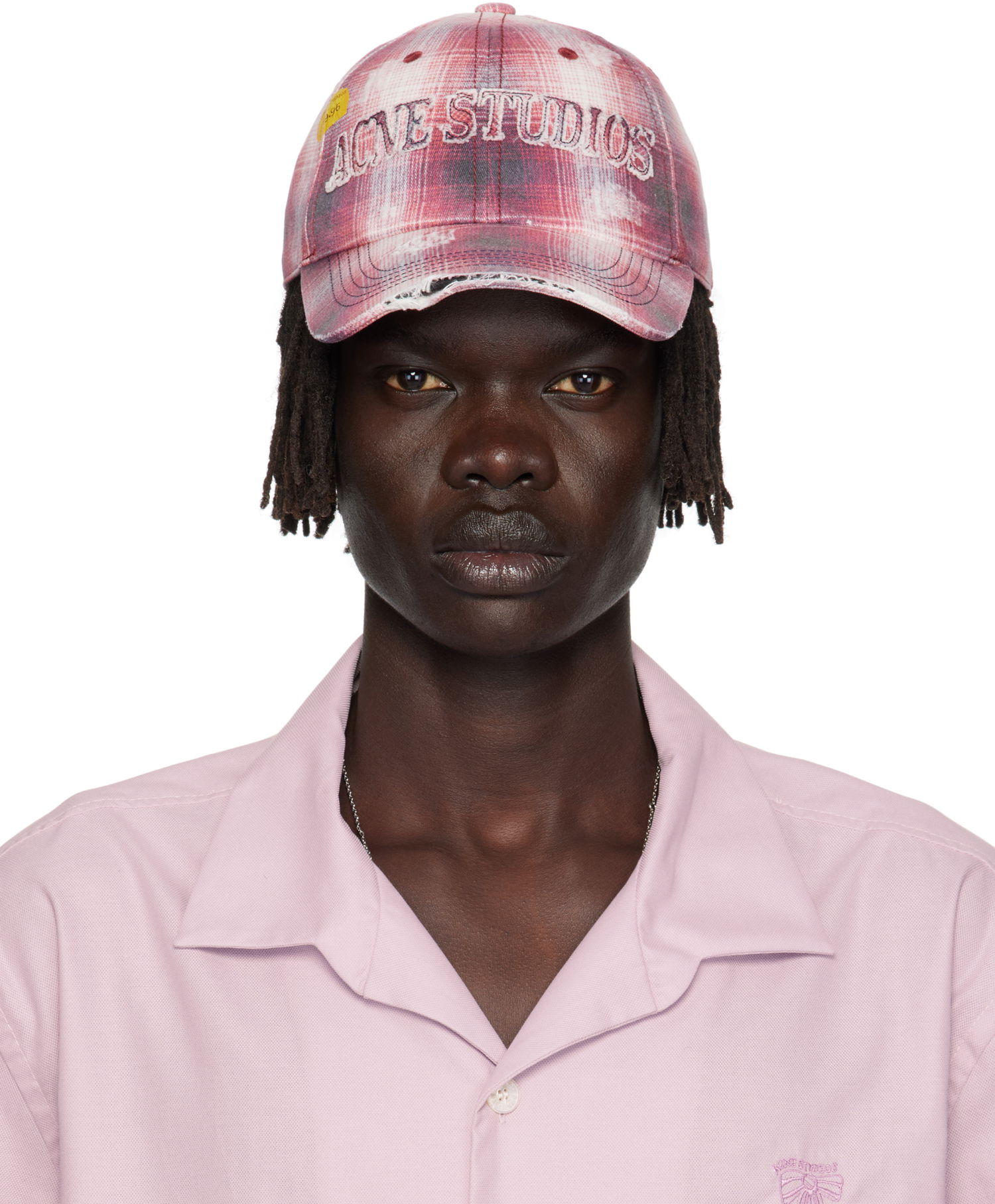 Шапка с козирка Acne Studios Distressed Plaid Cap Розово | C40411-, 0