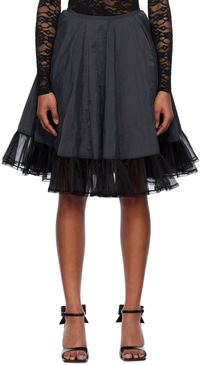Пола We11done We11done Flared Midi Skirt with Tulle Черно | WD-SK1-23-023-W-BK, 0