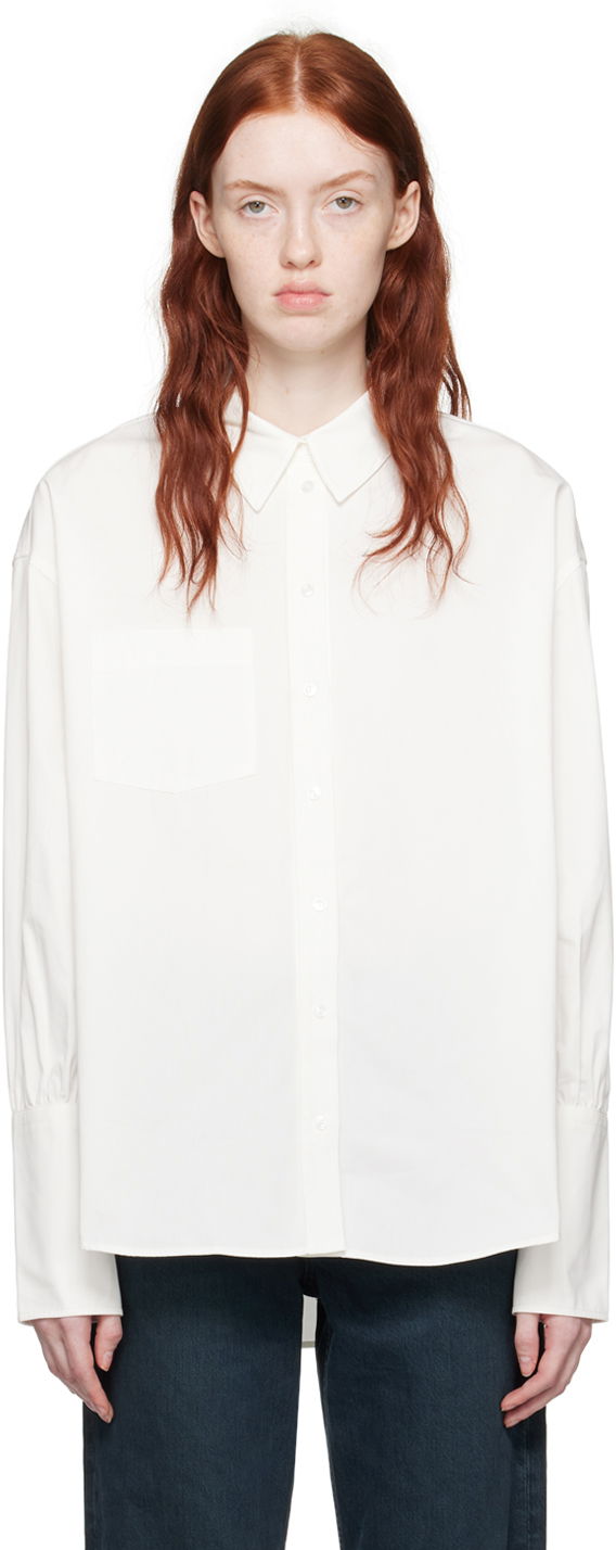 Риза Anine Bing ANINE BING Maxine Long Sleeve Button-Up Shirt Бяло | A-07-5832-100