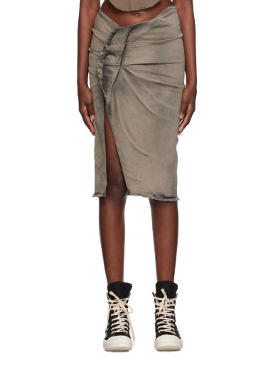 Пола Rick Owens DRKSHDW Frayed Denim Midi Skirt Сиво | DS02C5341 SDMP