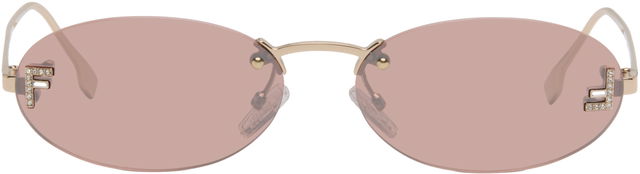 'Fendi First' Crystal Oval Rimless Sunglasses