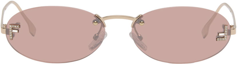 Слънчеви очила FENDI 'Fendi First' Crystal Oval Rimless Sunglasses Розово | FE4075USW5428Z 192337234699