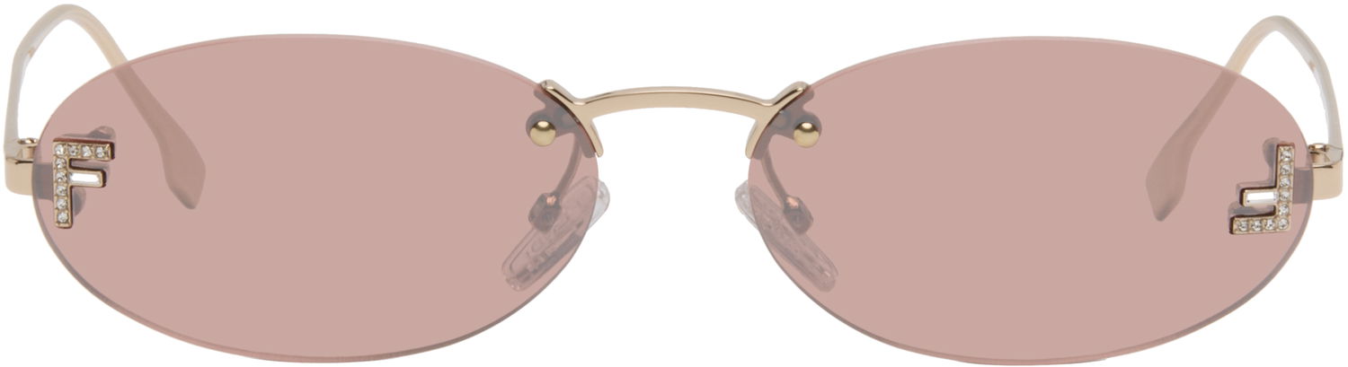 Слънчеви очила FENDI 'Fendi First' Crystal Oval Rimless Sunglasses Розово | FE4075USW5428Z 192337234699, 0