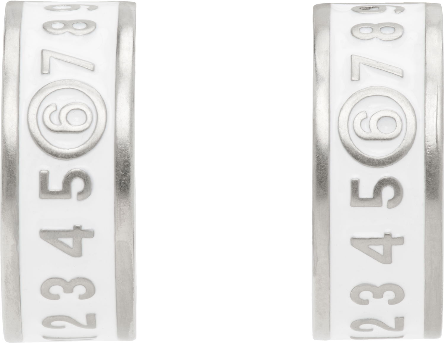 Обеци Maison Margiela MM6 Maison Margiela White Enamel Number Logo Earrings Бяло | SM6VG0084 P7211, 0