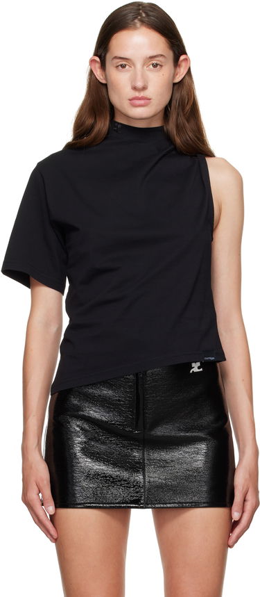 Тениска Courrèges Courrèges Twist Asymmetrical T-Shirt Черно | 325JTS209JS0233, 0