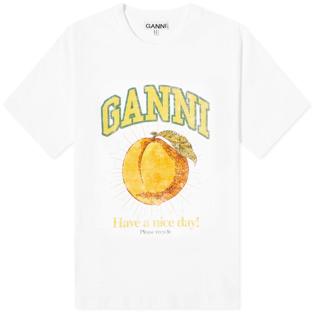 Тениска GANNI Peach Relaxed T-Shirt Бяло | T3529-151, 0
