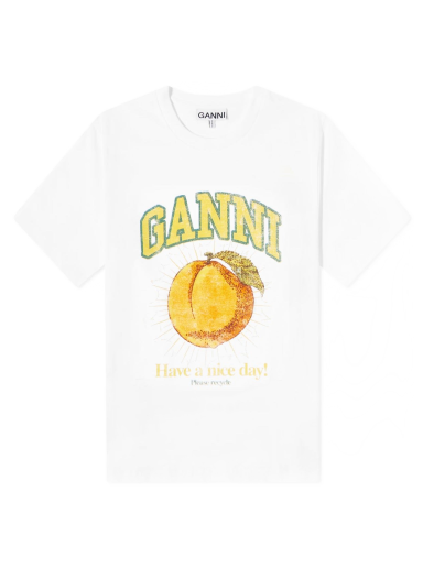 Тениска GANNI Peach Relaxed T-Shirt Бяло | T3529-151