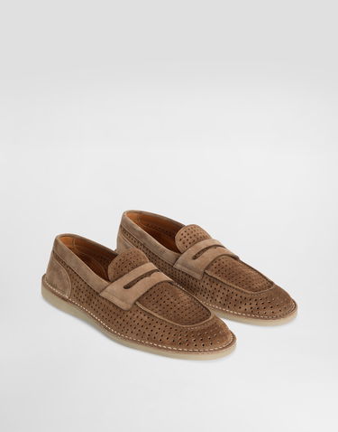 Аксесоари Dolce & Gabbana Dolce & Gabbana Perforated Suede Penny Loafers Кафяво | A50651A9T5980024, 1