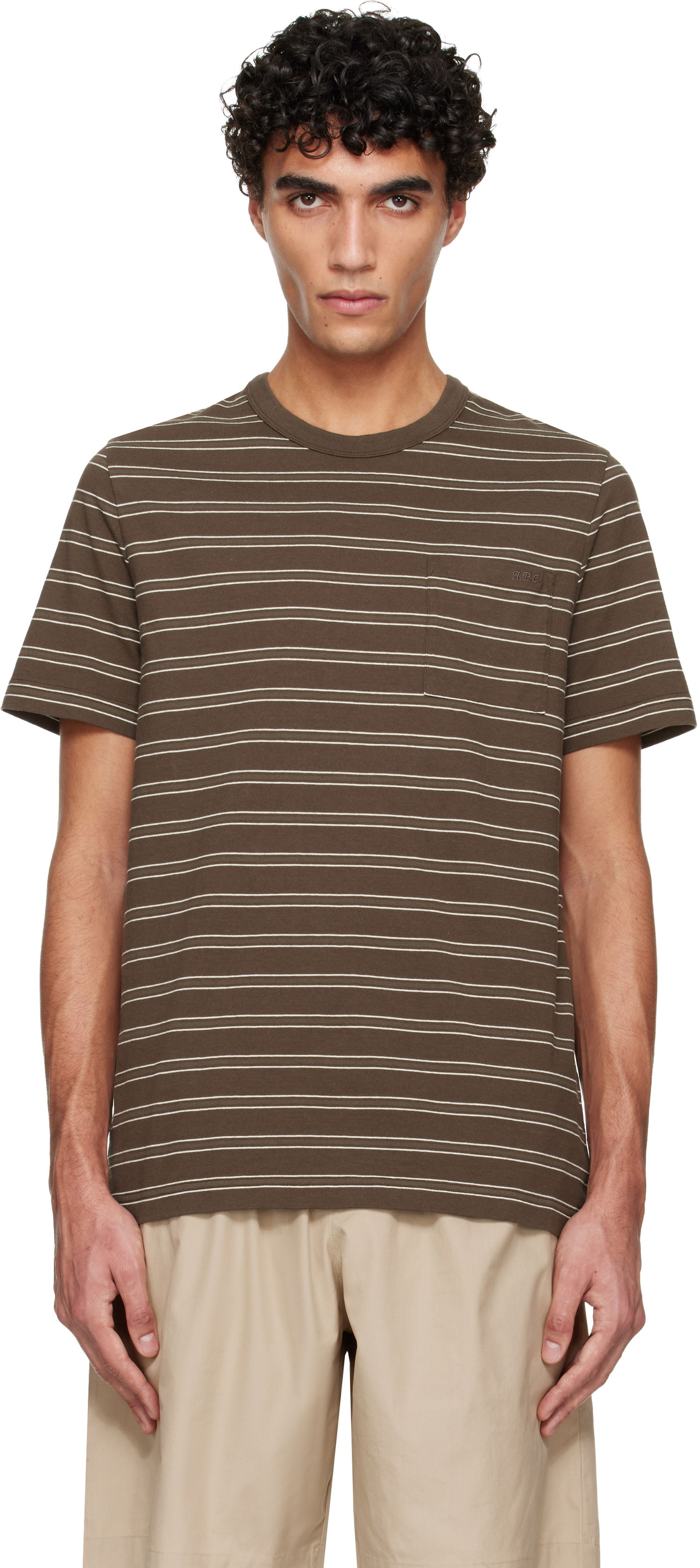 Тениска A.P.C. Striped Pocket T-shirt Кафяво | COHLV-H26534, 0