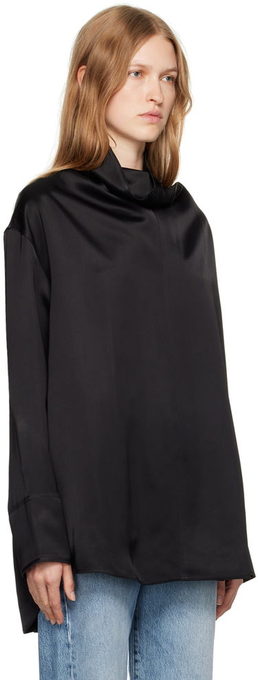Риза TOTEME Funnel Neck Satin Blouse Черно | 244-WRT0371-FB0208, 1