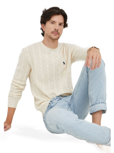 Пуловер Polo by Ralph Lauren Logo Embroidered Cable Knit Jumper Бежово | 710876762010