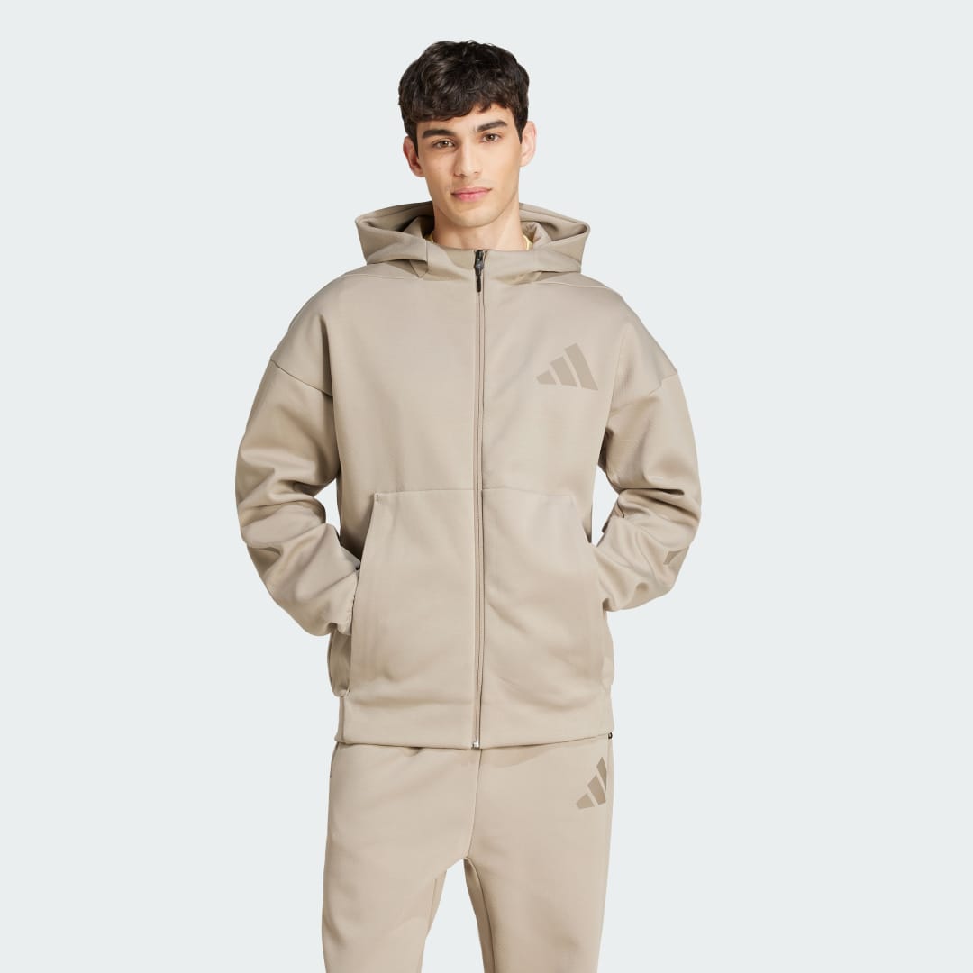 Суитчър adidas Performance Z.N.E. Full-Zip Hoodie Бежово | JC5495, 0