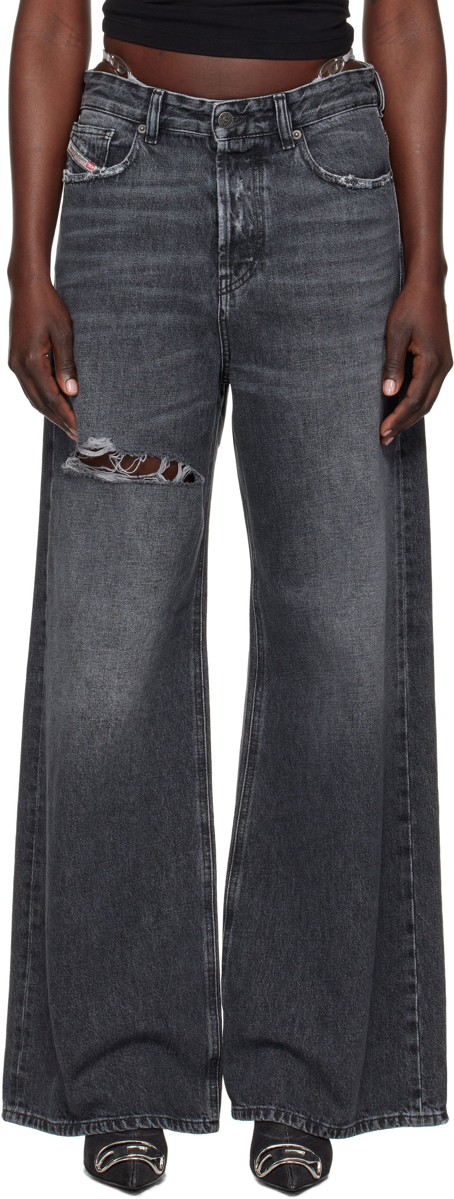 Дънки Diesel Relaxed Fit Distressed Jeans Черно | A06925 007X4, 0