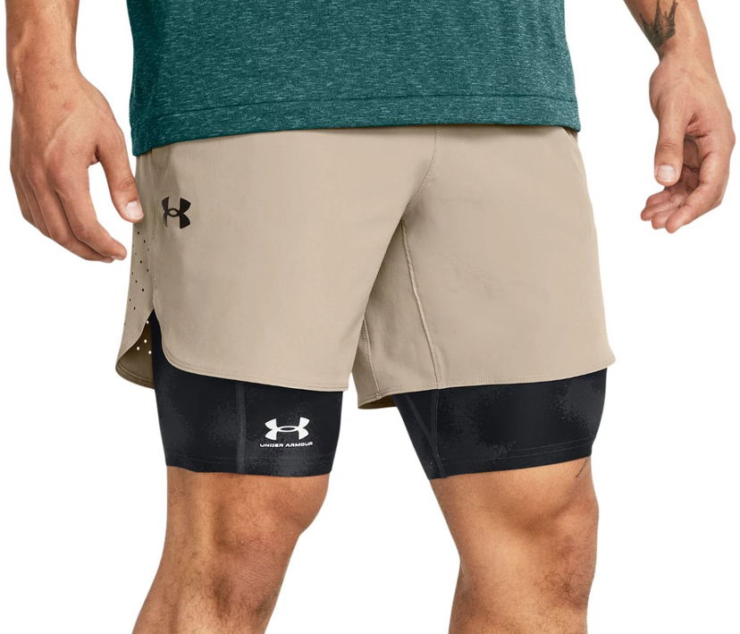 Къси панталони Under Armour Peak Woven 2-in-1 Training Shorts Бежово | 1376782-203