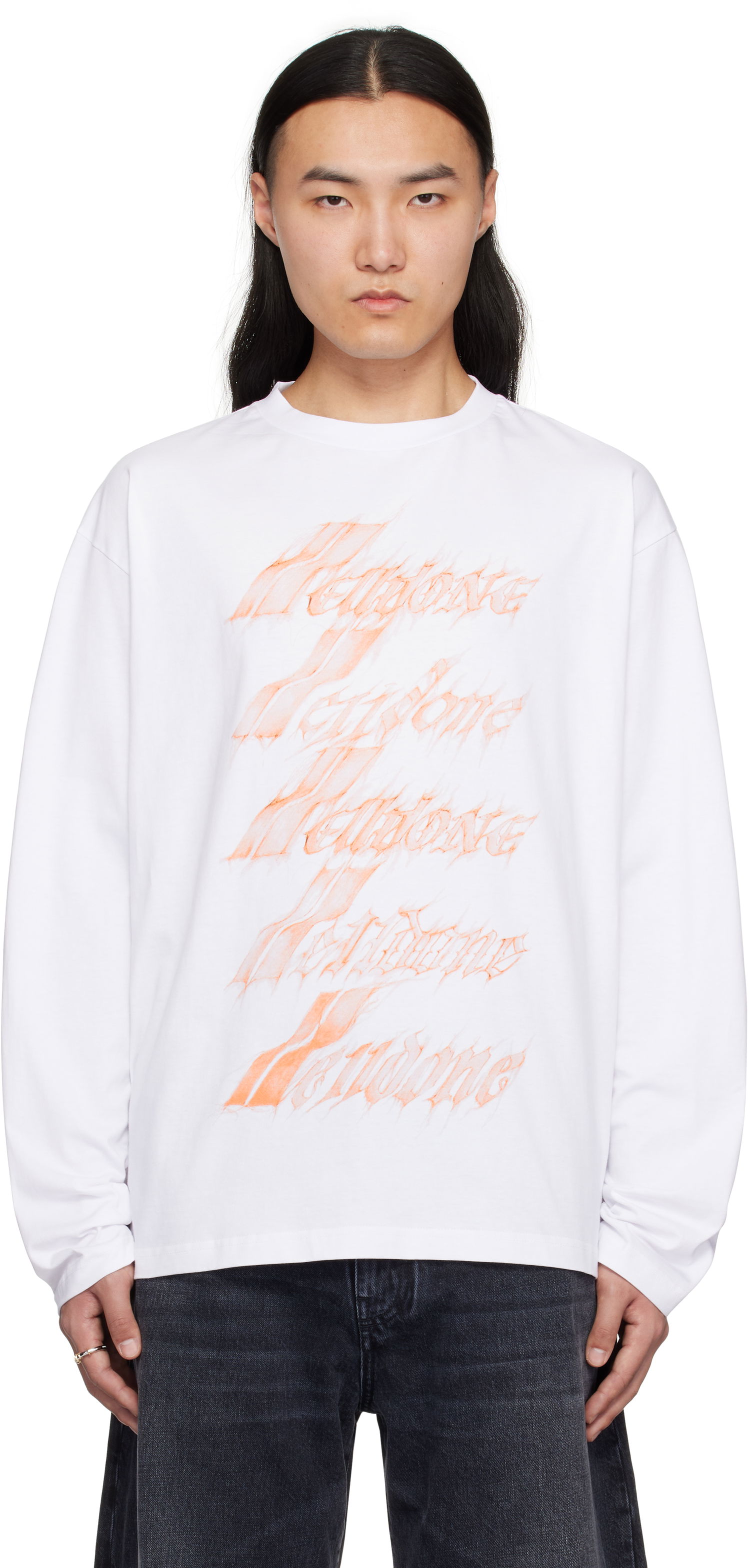 Пуловер We11done We11done Spark Logo Long Sleeve T-Shirt Бяло | WD-TT0-25-752-U-WH, 0