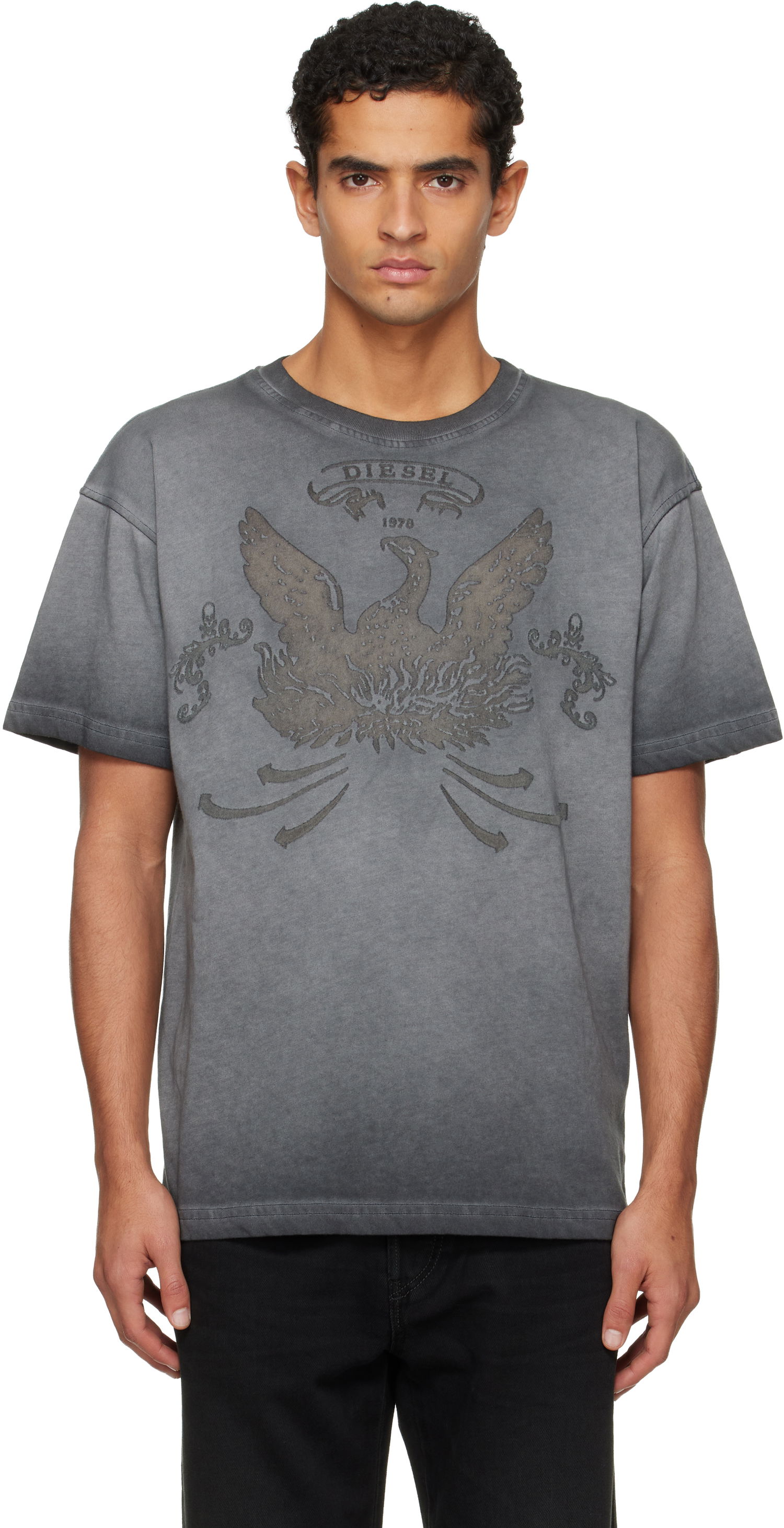 Тениска Diesel Faded Crewneck T-shirt with Eagle Print Сиво | A19373-0DLBW-93R, 0