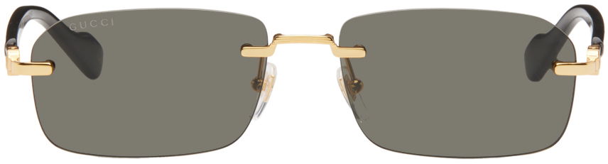 Слънчеви очила Gucci Rimless Sunglasses "Black & Gold" Черно | GG1221S-001, 0