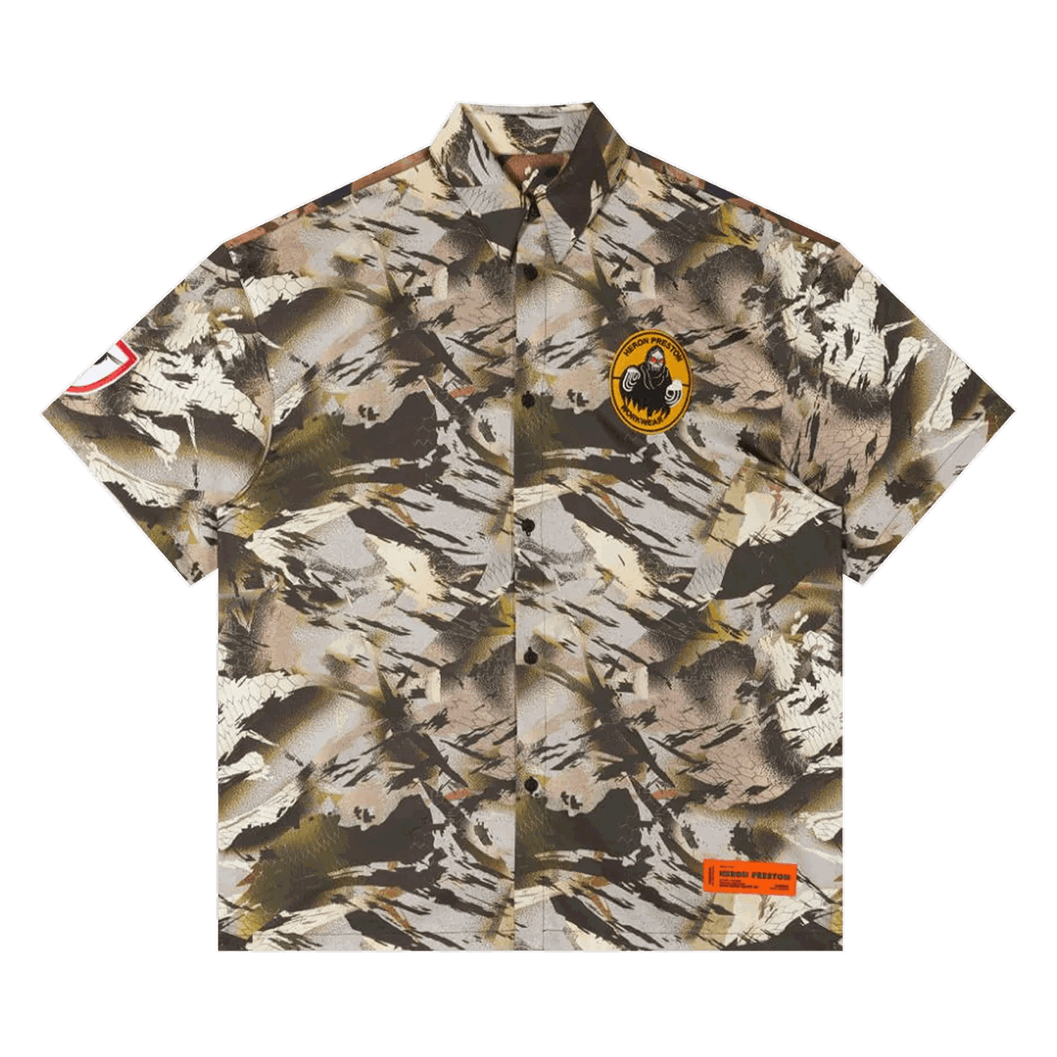 Риза HERON PRESTON Camo Popeline Bowling Shirt Зелено | HMGA027S22FAB0025900, 0