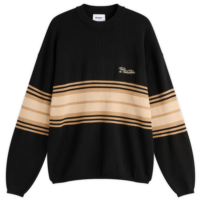 Пуловер Butter Goods Crest Knit Jumper, Size Large Черно | BG253301-BLK